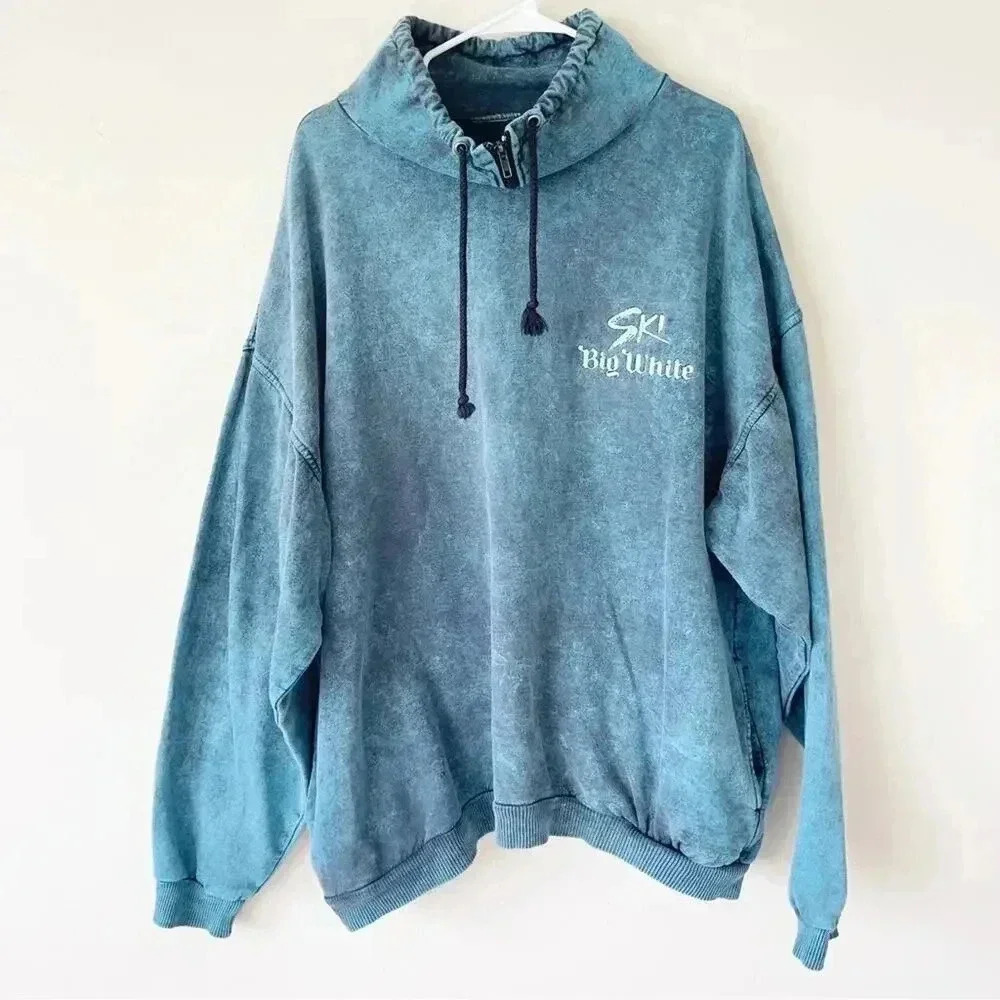 Ski Big White Vintage Funnel Neck Sweatshirt L EUC